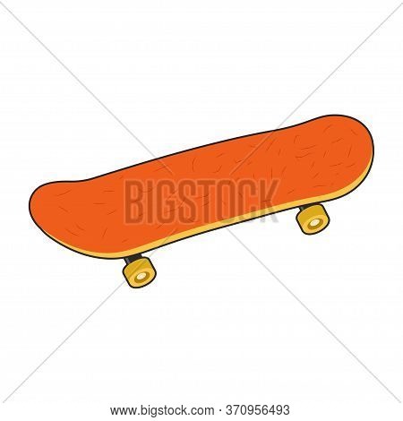 Vector Illustration Of Orange Skatebaord Isolated On White Background