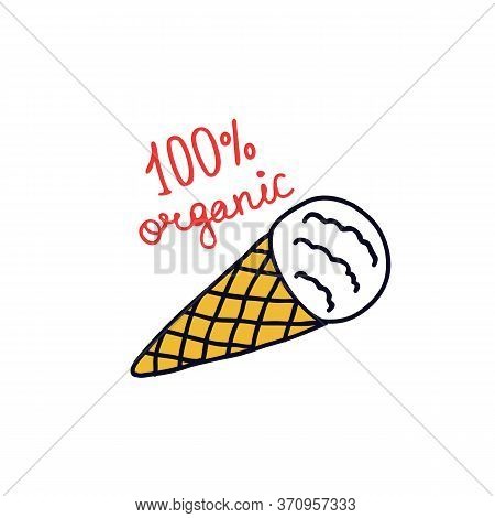 Ice Cream Doodle Icon, Vector Color Illustration