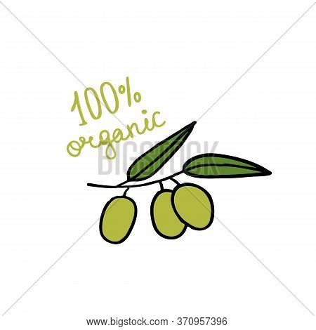 Olives Doodle Icon, Vector Color Line Illustration