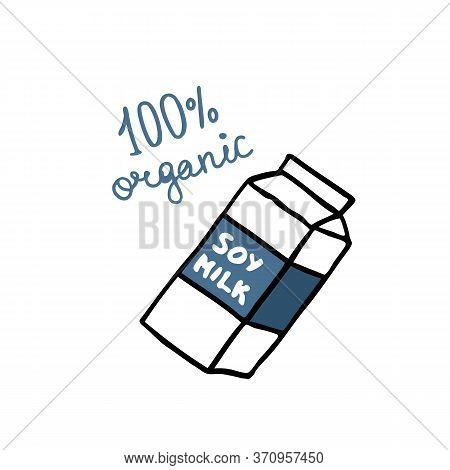 Soy Milk Doodle Icon, Vector Color Illustration