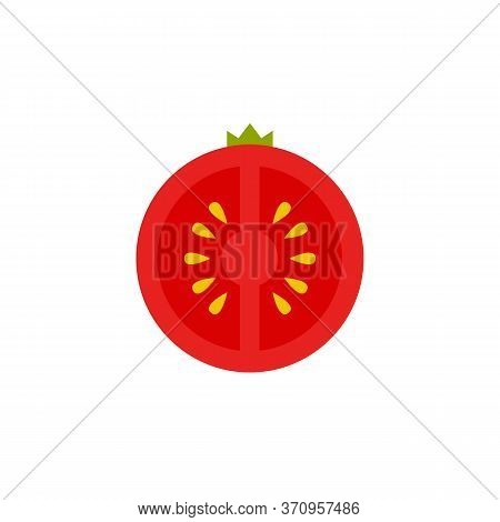 Tomato Flat Icon, Vector Color Cute Illustration