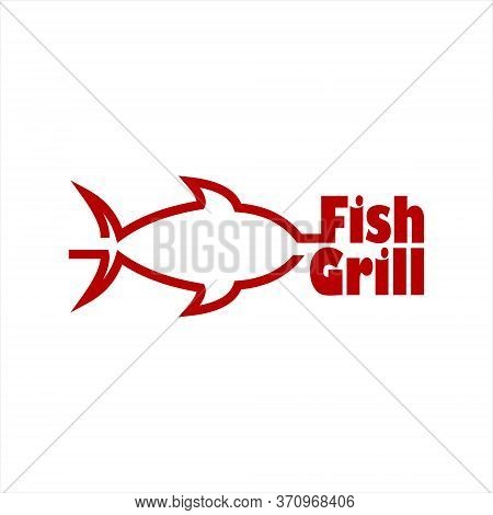 Simple Grill Fish Restaurant Logo Template. Food And Drink Business Icon Inspiration, Seafood Culina