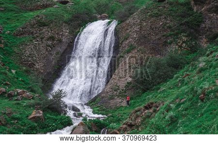 Arshin Falls. Popular With Tourists. Georgia's Mountainous Regions, Kazbegi. Georgian Military Road.