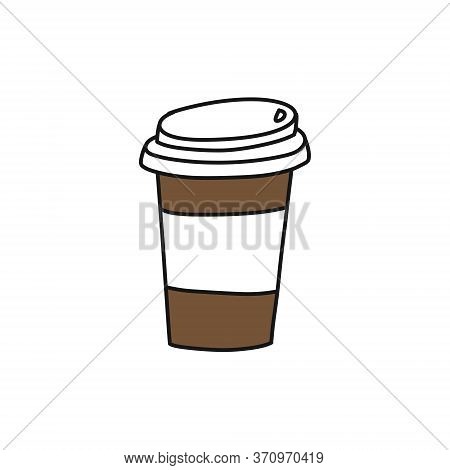 Take Away Coffee Cup Doodle Icon, Vector Color Illustration