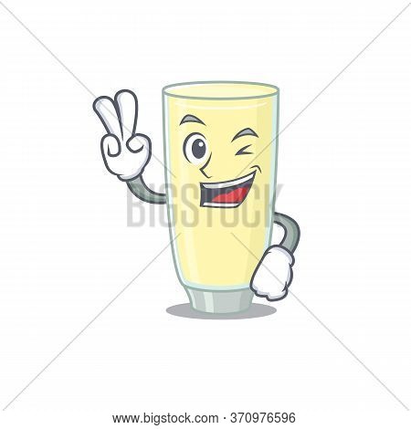 Happy Screaming Orgasm Cocktail Cartoon Design Concept Show Two Fingers