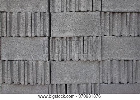 Pile Concrete Block To Prepare For Used In Construction.