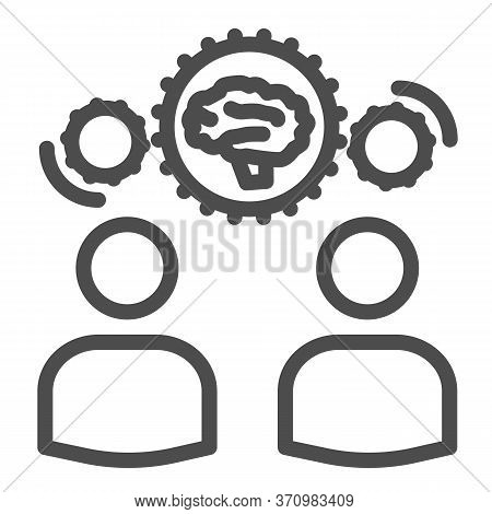 Two Men Share Knowledge Line Icon, Business Concept, Knowledge Or Ideas Sharing Between Two People S