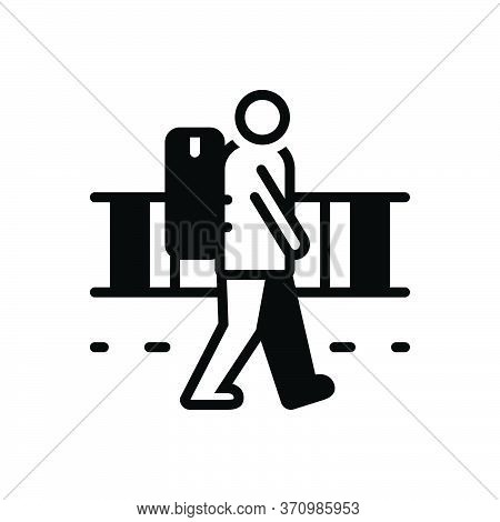 Black Solid Icon For Vagrant Strolling Rangy Nomad Migratory Emigrant