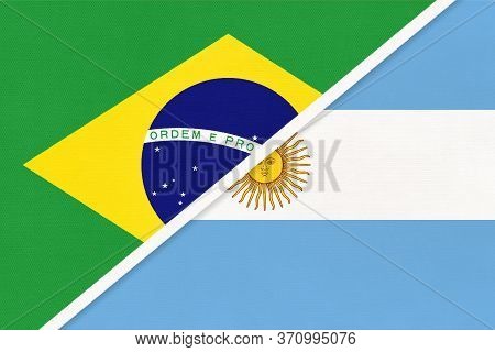 Republic Of Brazil And Argentina Or Argentine Republic, Symbol Of National Flags From Textile. Relat