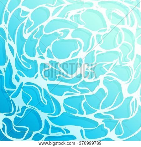 Azure Shining Water Surface Pattern. Sea Ripple. Abstract Blue Wave Background. Summer Calm Ocean Fl