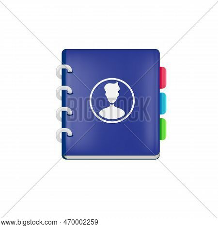Vector 3d Address And Phone Book Icon Isolated On White Background. Blue Contact Book Design Templat