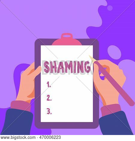 Conceptual Display Shaming. Internet Concept Subjecting Someone To Disgrace, Humiliation, Or Disrepu