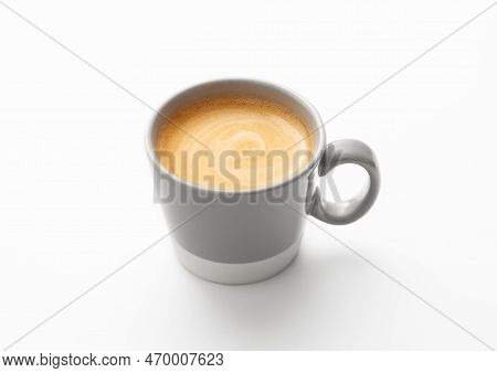 Coffee With Creamy Foam In Small Cup On White Background. Flat White,americano,espresso,cappuccino.