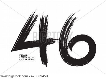 46 Year Anniversary Celebration Logotype Black Paintbrush Vector, 46 Number Design, 46th Birthday In