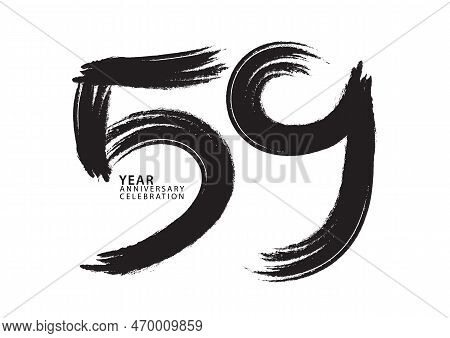 59 Year Anniversary Celebration Logotype Black Paintbrush Vector, 59 Number Design, 59th Birthday In
