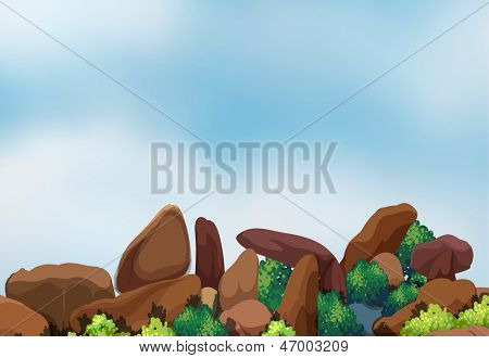 Ilustración de la formación de la gran roca