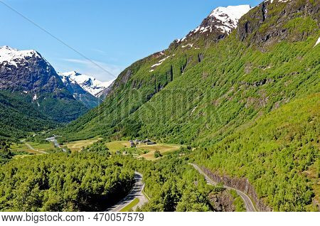 Travel Destination - Beautiful Landscape With Mountains Near Hellesylt, Norway