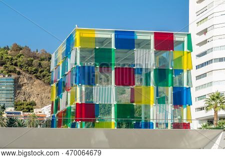 Malaga, Spain - October 12, 2021: The Centre Pompidou Malaga, Part Of The National Center Of Art And