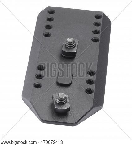 Bipod Mounting Plate For A Precision Rifle Isolated On White