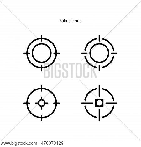Focus Icons, Camera Frame Or Photo Viewfinder Screen, Target Aim Vector Line Symbols. Focus Icons Of