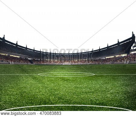 Modern Football Stadium Ready To Soccer Match. 3d Render