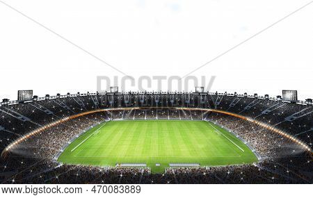 Modern Football Stadium Ready To Soccer Match. 3d Render