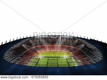 Modern Football Stadium Ready To Soccer Match. 3d Render