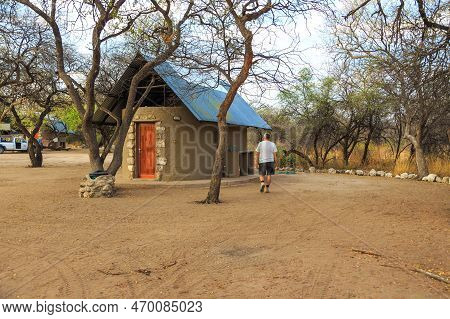 Etosha National Park 05 October 2018: Onguma Bush Camp. Camping Area. Buildings With Thatched Roofs.