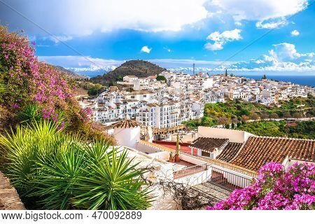 White Village Of Frigiliana Street View, Andalusia Region Of Spain