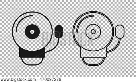 Black Ringing Alarm Bell Icon Isolated On Transparent Background. Fire Alarm System. Service Bell, H