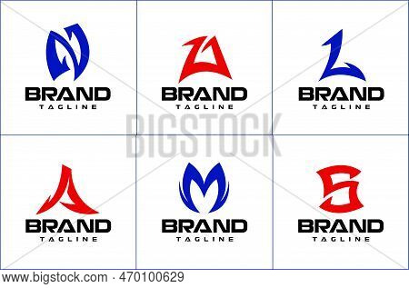 Cool Letter Logo Design Vector Collection. N U L A M S Logo Design Graphic.