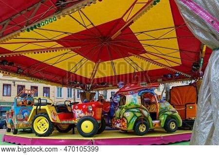 Lyon, France, February 4, 2023 : Merry-go-round For Children At The Famous Funfair Of Croix-rousse D