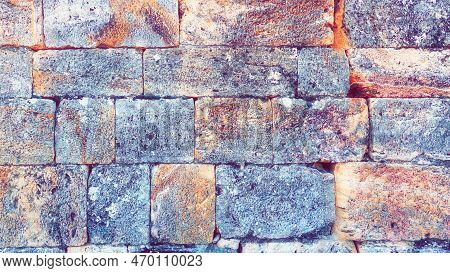 Grunge Stonewall. Beautiful Brickwork Construction. Textured Pattern Background