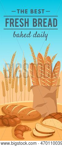 Best Fresh Bread Vertical Banner. Bakery Promo Template