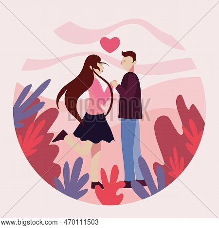 Young Man And Woman Holding Pieces Of Heart That Is Matching. Love Couple Match. Valentine's Day. So