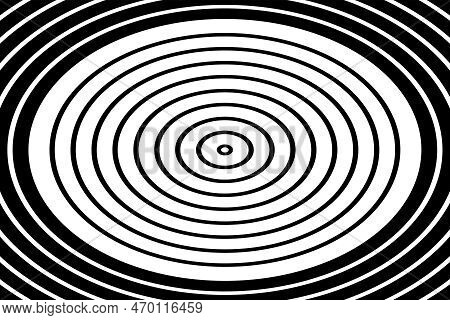 Oval Lines Pattern. Abstract Geometric Black And White Background. Vector Art.