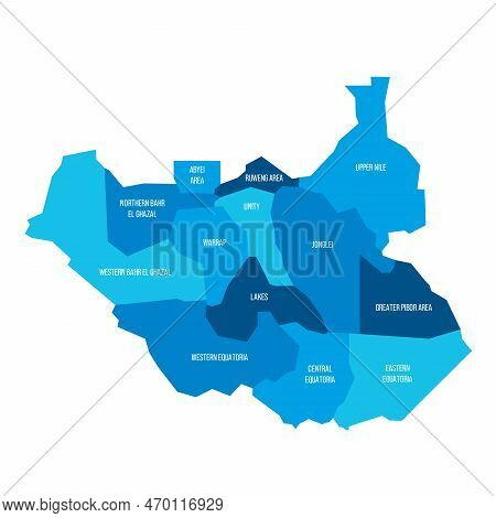 South Sudan Political Map Of Administrative Divisions - States, Administrative Areas And Area With S