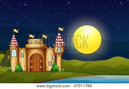 Ilustração de um castelo perto do Rio