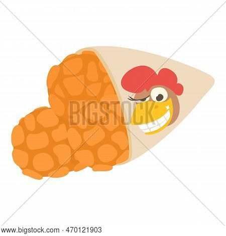 Chicken Food Icon Isometric Vector. Fried Chicken Meat In Paper Packaging Icon. Street Food, Unhealt