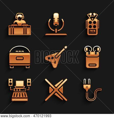 Set Electric Bass Guitar, Speaker Mute, Plug, Air Headphones In Box, Music Recording Studio, Stereo 