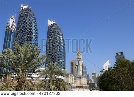 Dubai, Uae - February 14,2022: The Damac Park Towers Are A Luxury Residential Complex Located In Dub