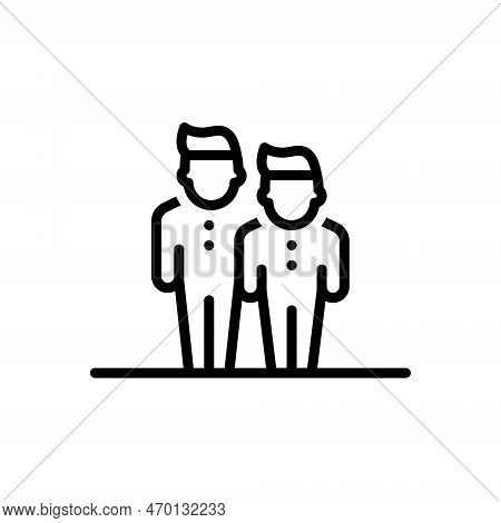 Black Line Icon For Brother Buddy Friend Fellow Chum Comrade Relation Trust Together Relative Twins 