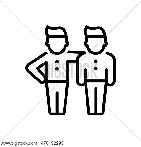 Black Line Icon For Buddy Friend Fellow Chum Comrade Relation Trust Together Colleague