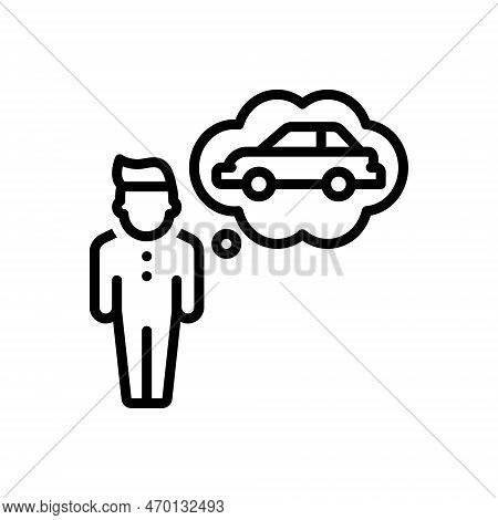 Black Line Icon For Wants Need Wish Craving Demand Necessity Dream Daydream Fantasy Nightmare
