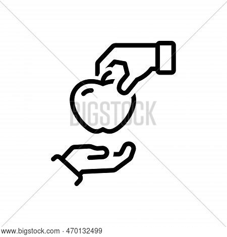 Black Line Icon For Take Divest Obtain Gain Pick-up Attain Collect Fruit Grab Beg