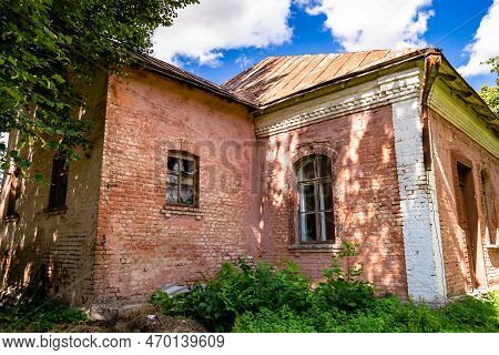 Beautiful Old Abandoned Building Farm House In Countryside On Natural Background