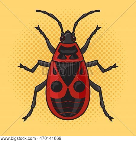 Firebug Beetle Bug Color Pinup Pop Art Retro Raster Illustration. Comic Book Style Imitation.