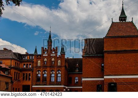 Beautiful Old Historic Brick Teutonic Building Town Hall In Lebork Poland