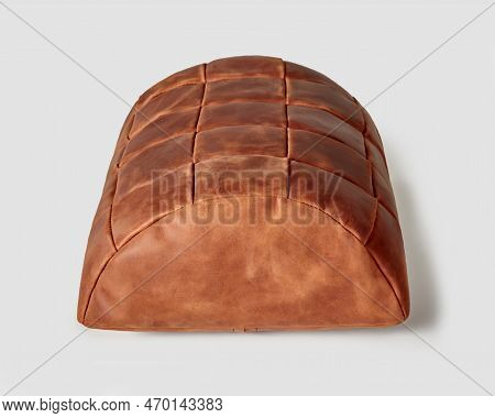 Handmade Comfortable Footstool Cushion Of Terracotta Genuine Leather