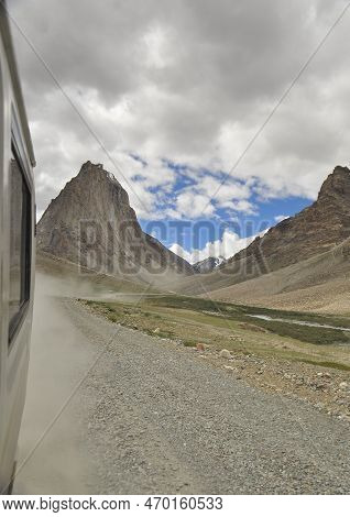 Holy Mount Gumbok Rangan (gonbo Rangjon) View From Moving Car While Traveling On The Darcha-padum Ro